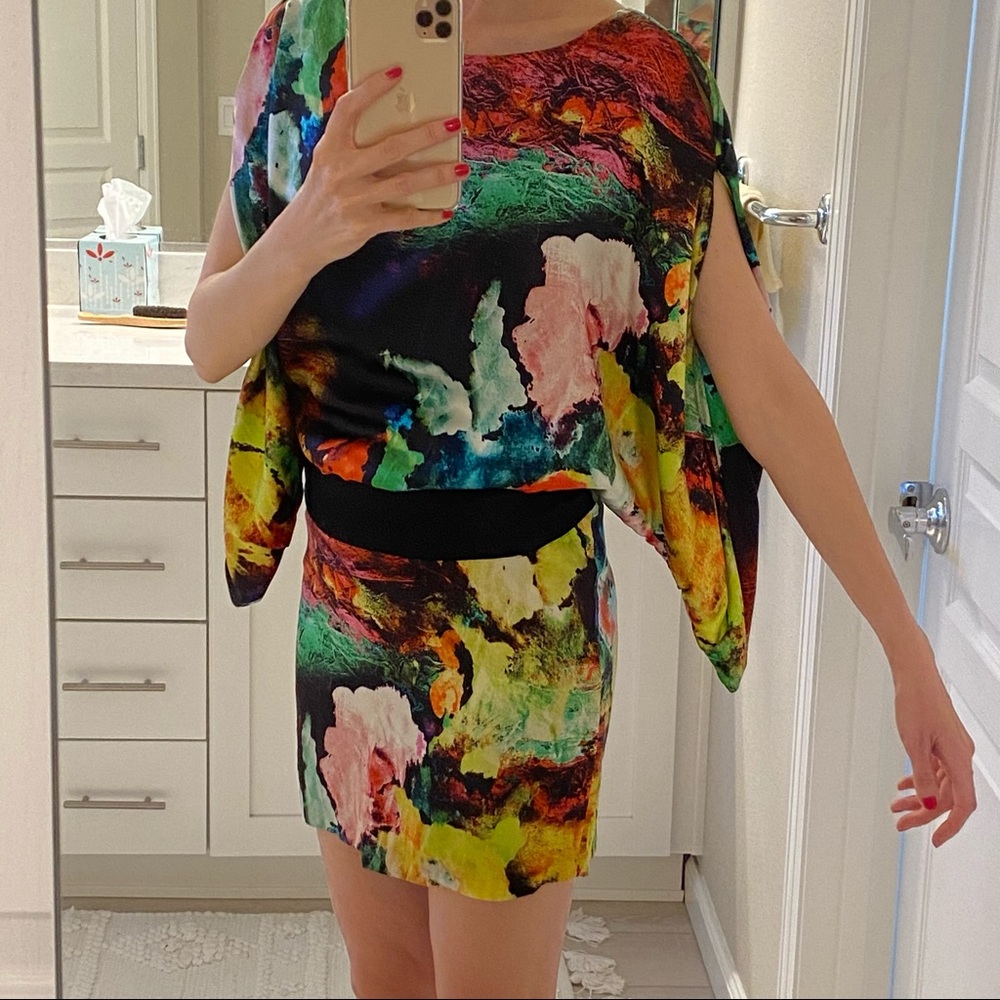 Rocco Barocco Floral Abstract silk dress XS - Picture 3 of 16